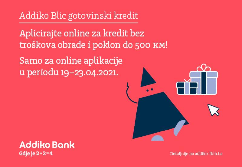 Klikom do kredita u Addiko Bank Sarajevo i poklona do 500 KM